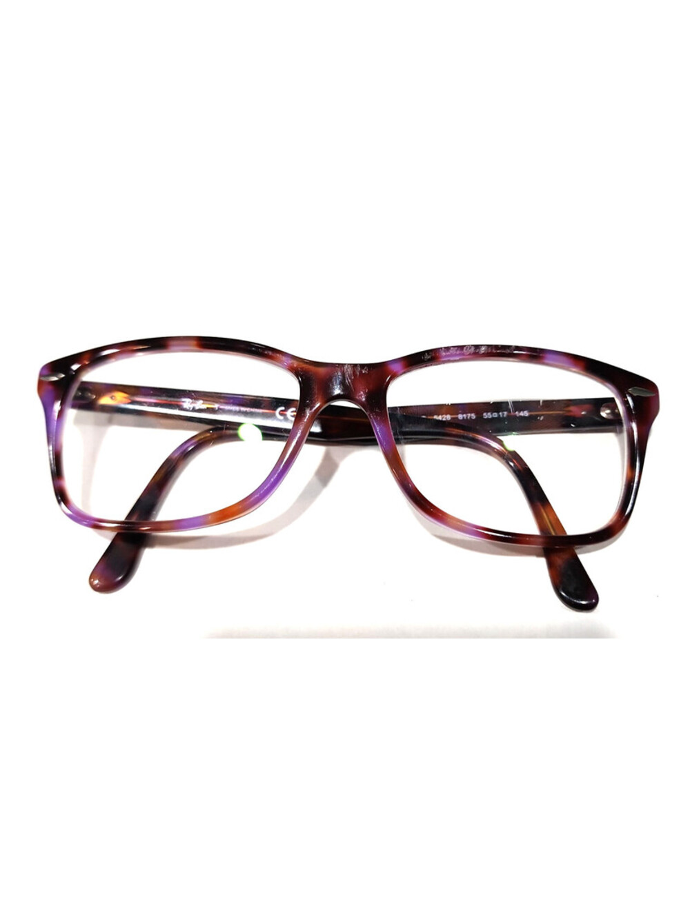 Ray Ban RB5428 8175 Scratched Purple Tortoise Square Eyeglasses 55-17 145 Read